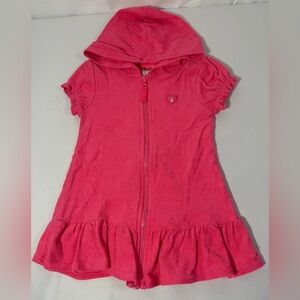 Pink Platinum Girls Swim Cover Up 3T Terry Cloth Hooded Zip Ruffle Short Sleeve
